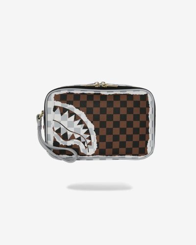 Toaletna torba Cream And Brown Tear Check