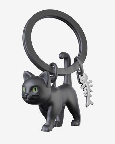 Keychain Black Cat With Fish Bone