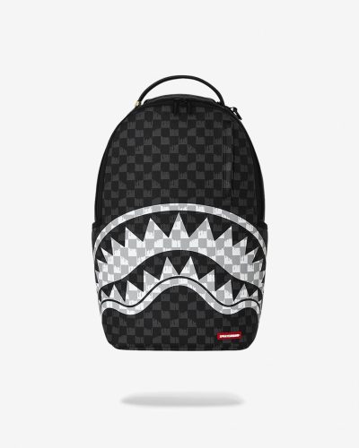 Backpack Black and White Drip Check Shark