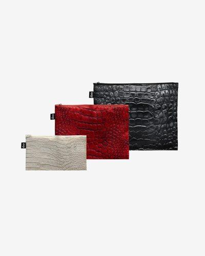 Crocodile 3-piece set of pouch